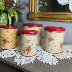 Vintage Stacking Kitchen Cannisters 50s 1950s 1950's 50's